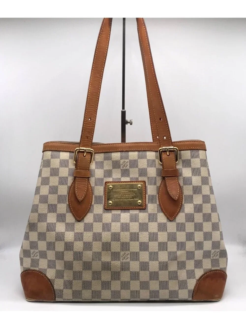 Louis Vuitton Damier Azur Hampstead MM Tote Shoulder Bag Price Negotiation